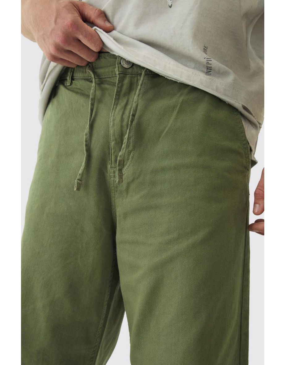 Relaxed Chinos With Drawcords In Khaki - khaki - 2