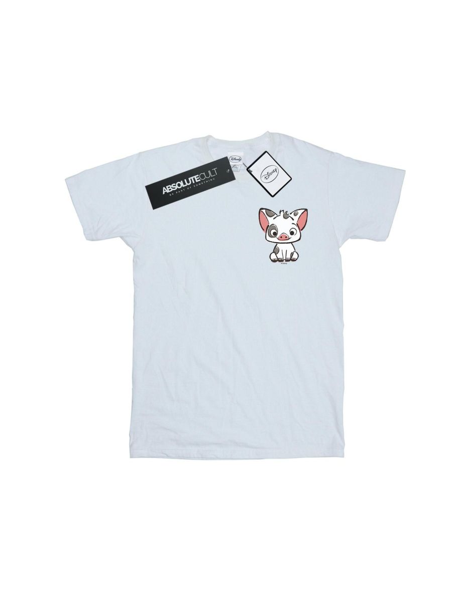 Disney Boys Moana Pua The Pig Breast Print T-Shirt - White - 1