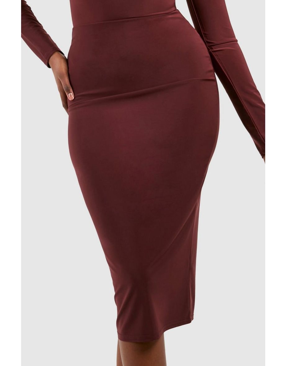 Slinky Midi Skirt - chocolate - 3