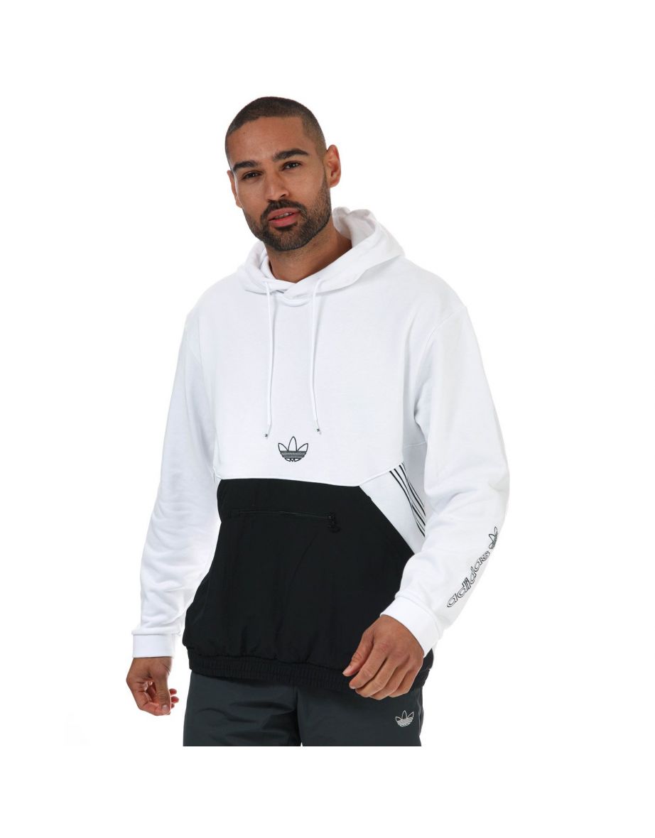 Men's adidas Originals SPRT Archive Mixed Material Sweat Hoody in White