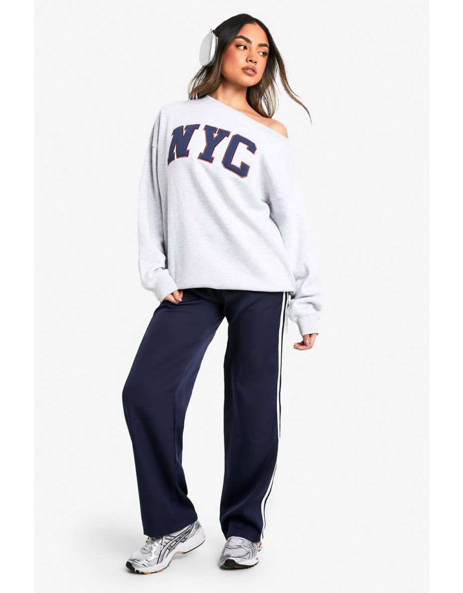 NYC Applique Off The Shoulder Sweatshirt