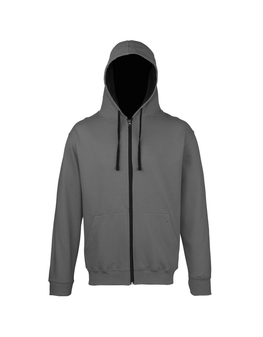 Awdis Mens Varsity Hooded Sweatshirt / Hoodie / Zoodie - Charcoal/Jet Black