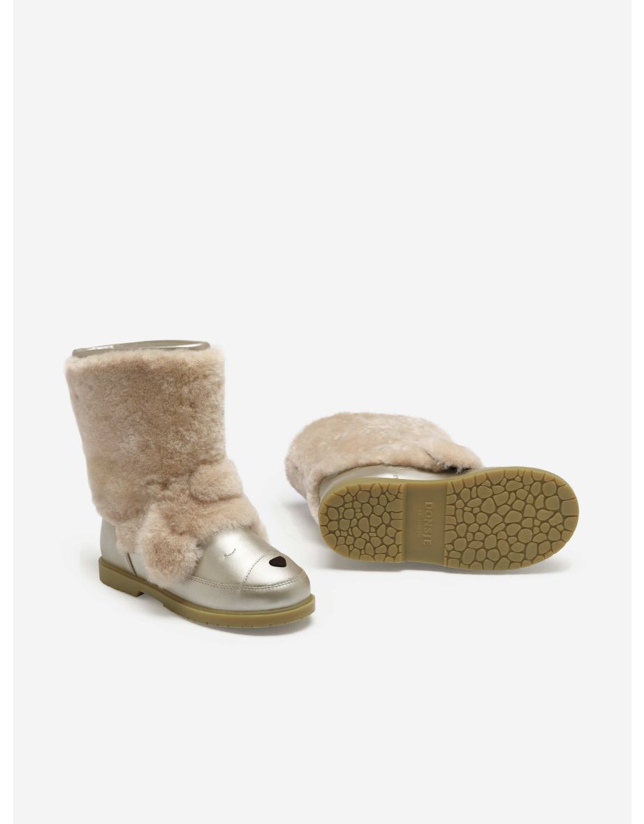 Girls Wadudu Exclusive Poodle Boots in Beige - 5