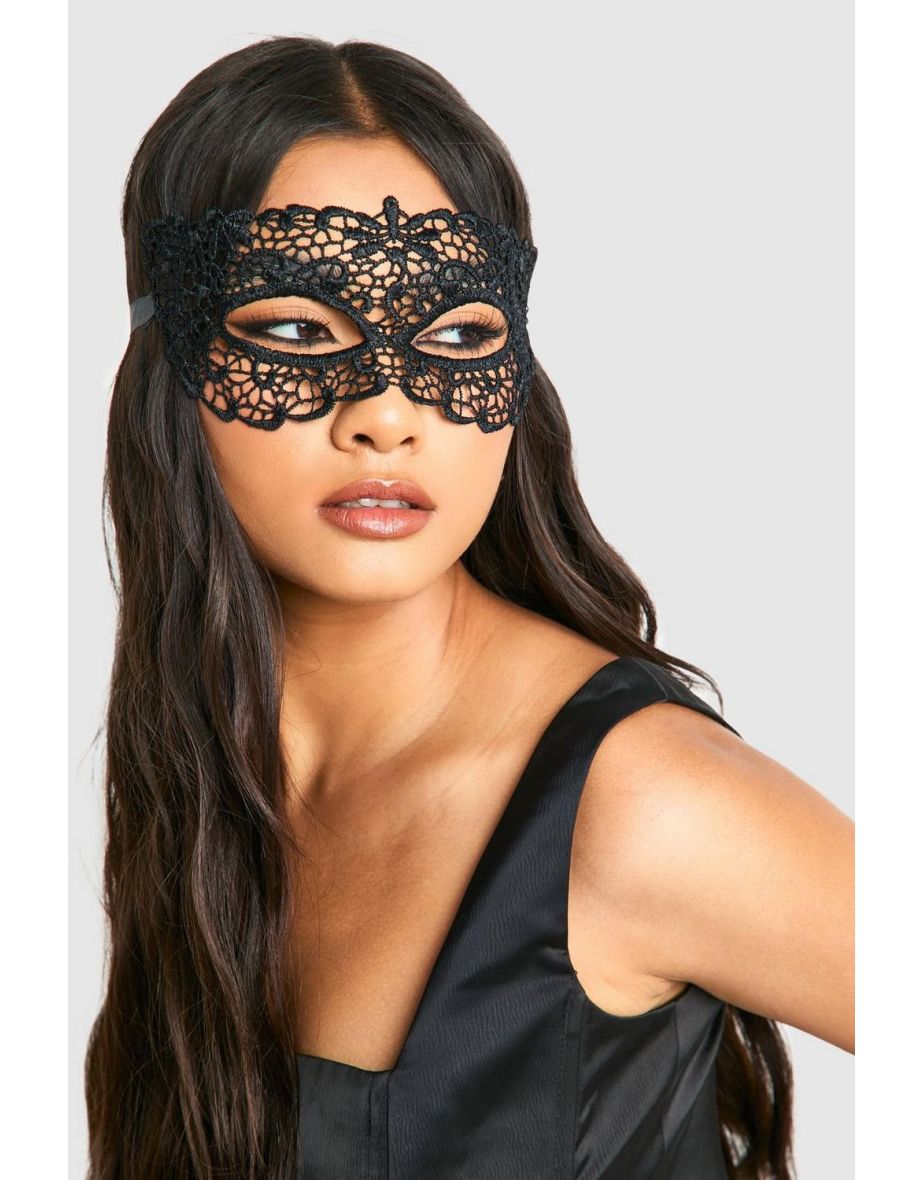 Halloween Lace Masquerade Face Mask - black