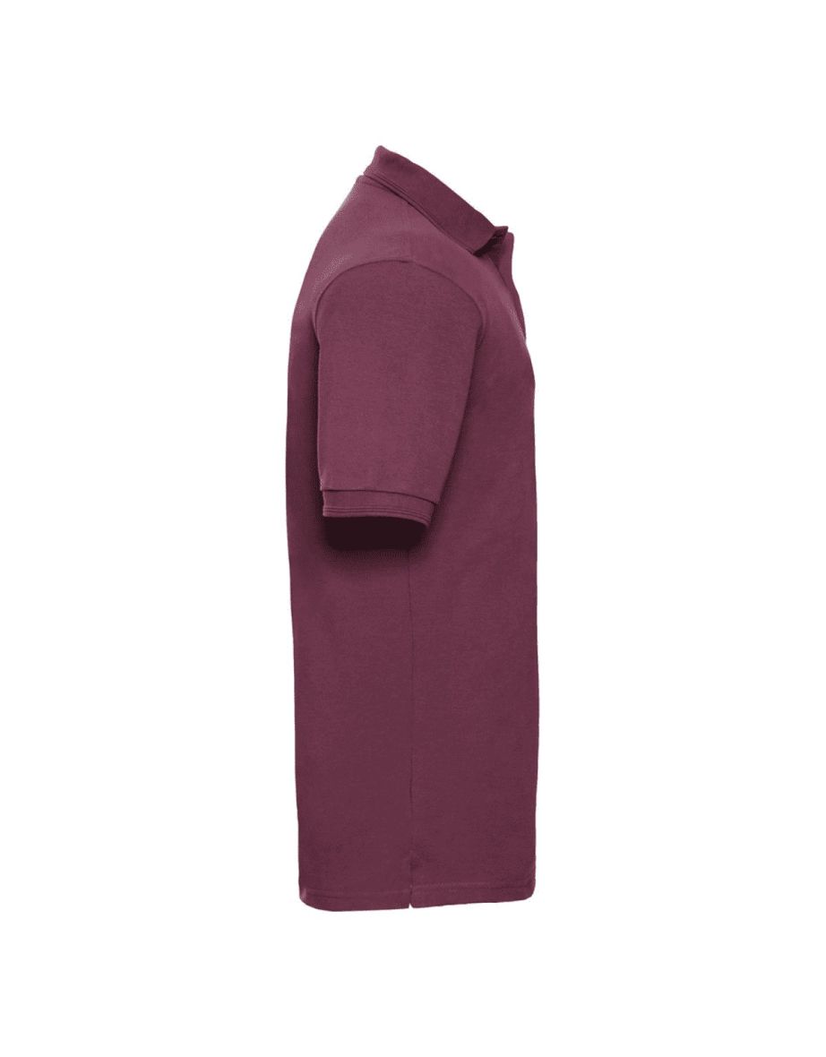 Russell Mens Ripple Collar & Cuff Short Sleeve Polo Shirt - Burgundy - 1