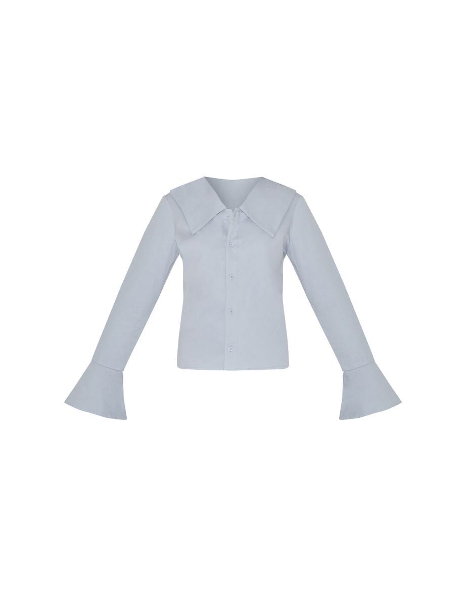 Blue Large Collar Shirt - 4