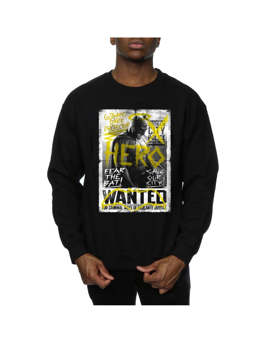 DC Comics Mens Batman v Superman Wanted Poster Sweatshirt - Black - 2