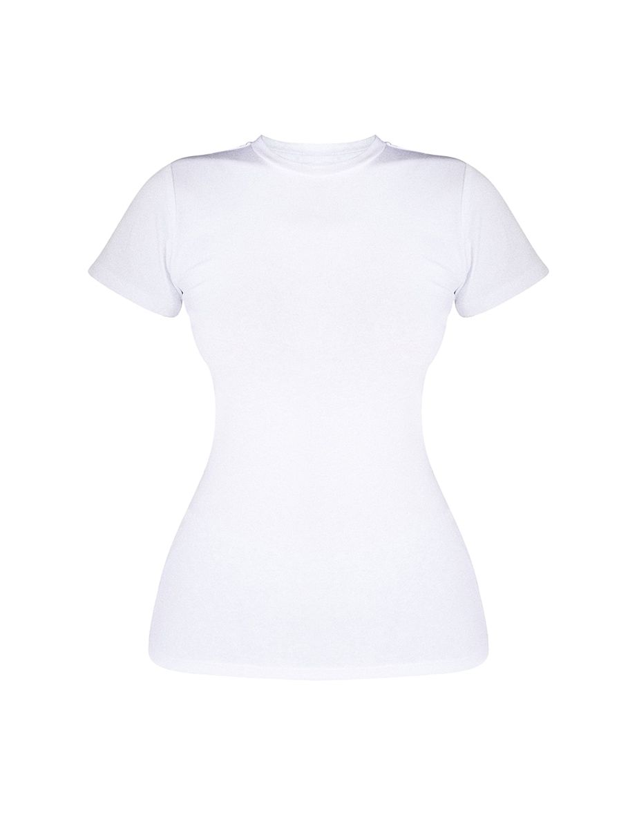 Essential White Fitted Crew Neck T Shirt - 4