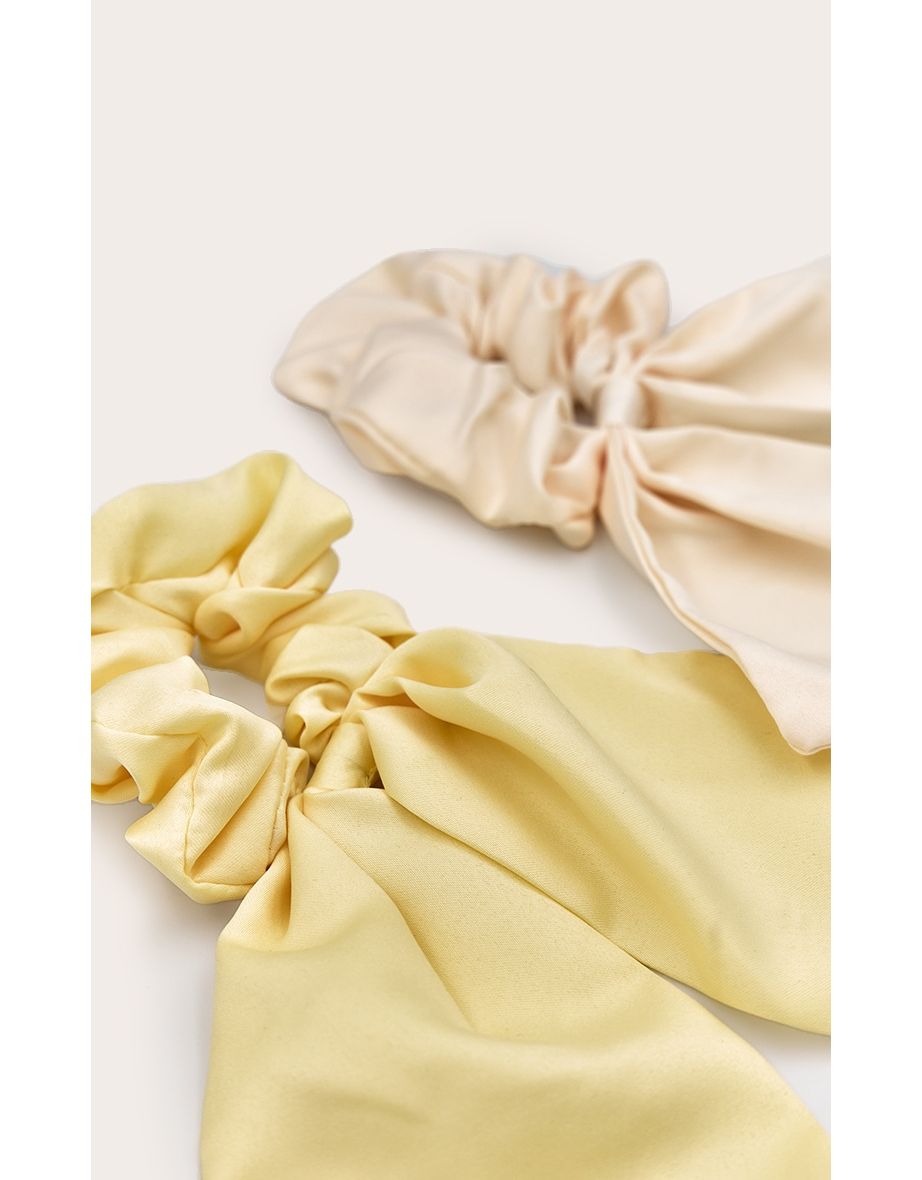 Lemon 2 Pack Satin Bow Scrunchie - 2