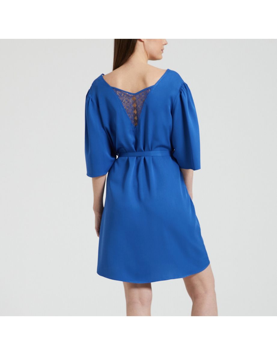Shift Mini Dress with Lace Back - 5