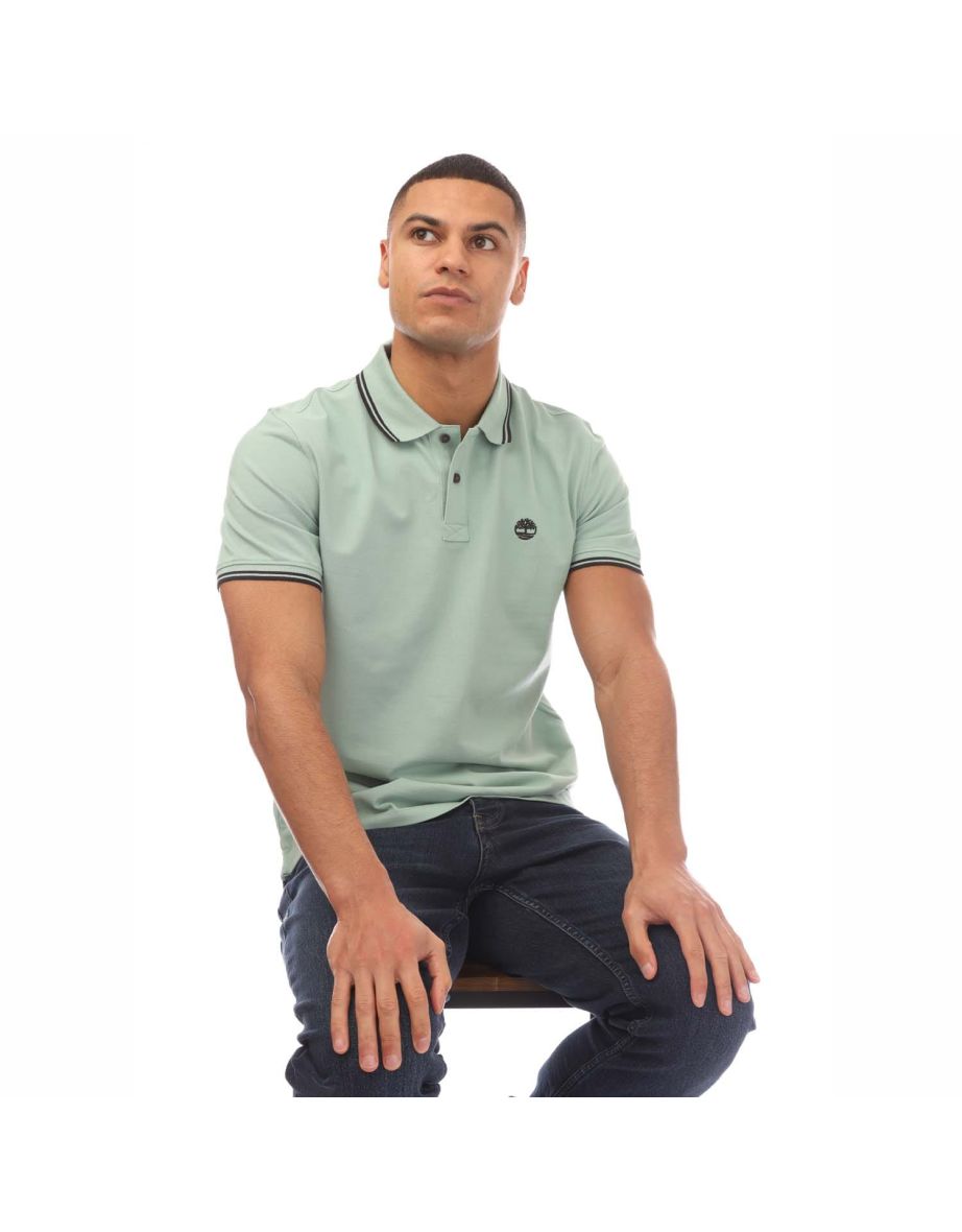 Men's Timberland Millers River Tipped Pique Polo Shirt in Green - 3