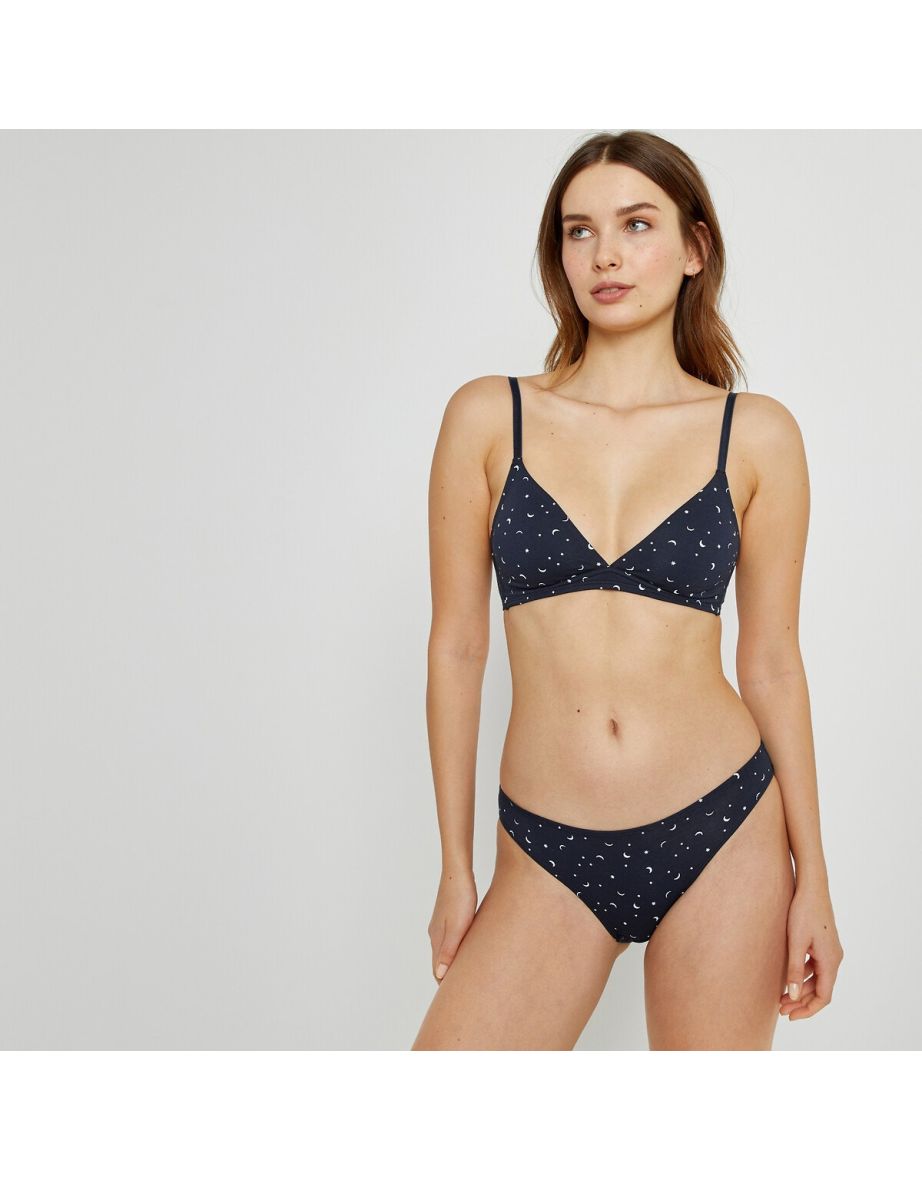 Non-Underwired Triangle Bra in Constellation Print Cotton - 3