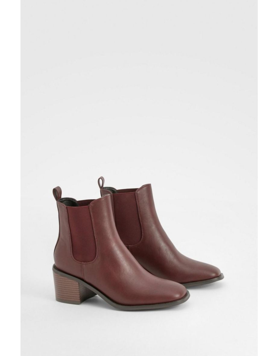 Wooden Block Heel Tab Detail Shoe Boots