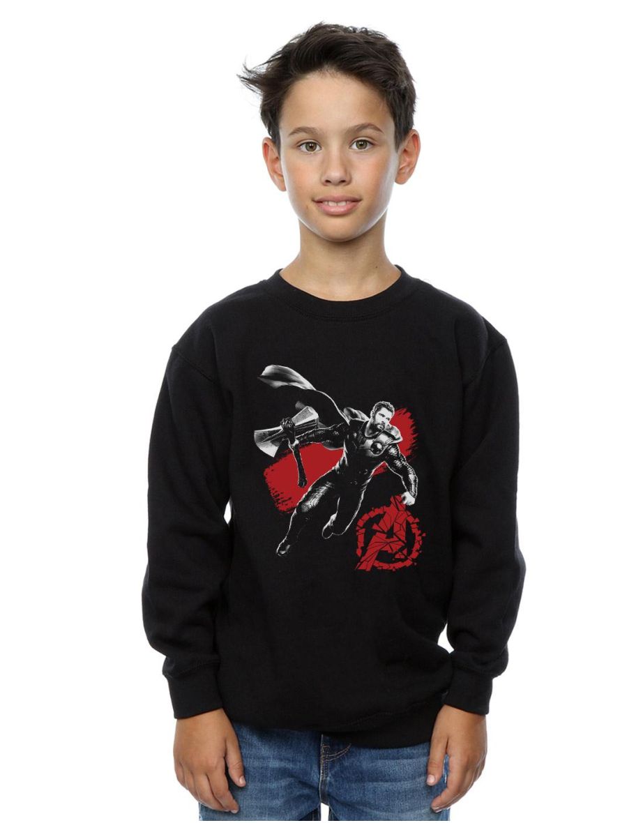 Marvel Boys Avengers Endgame Mono Thor Sweatshirt - Black