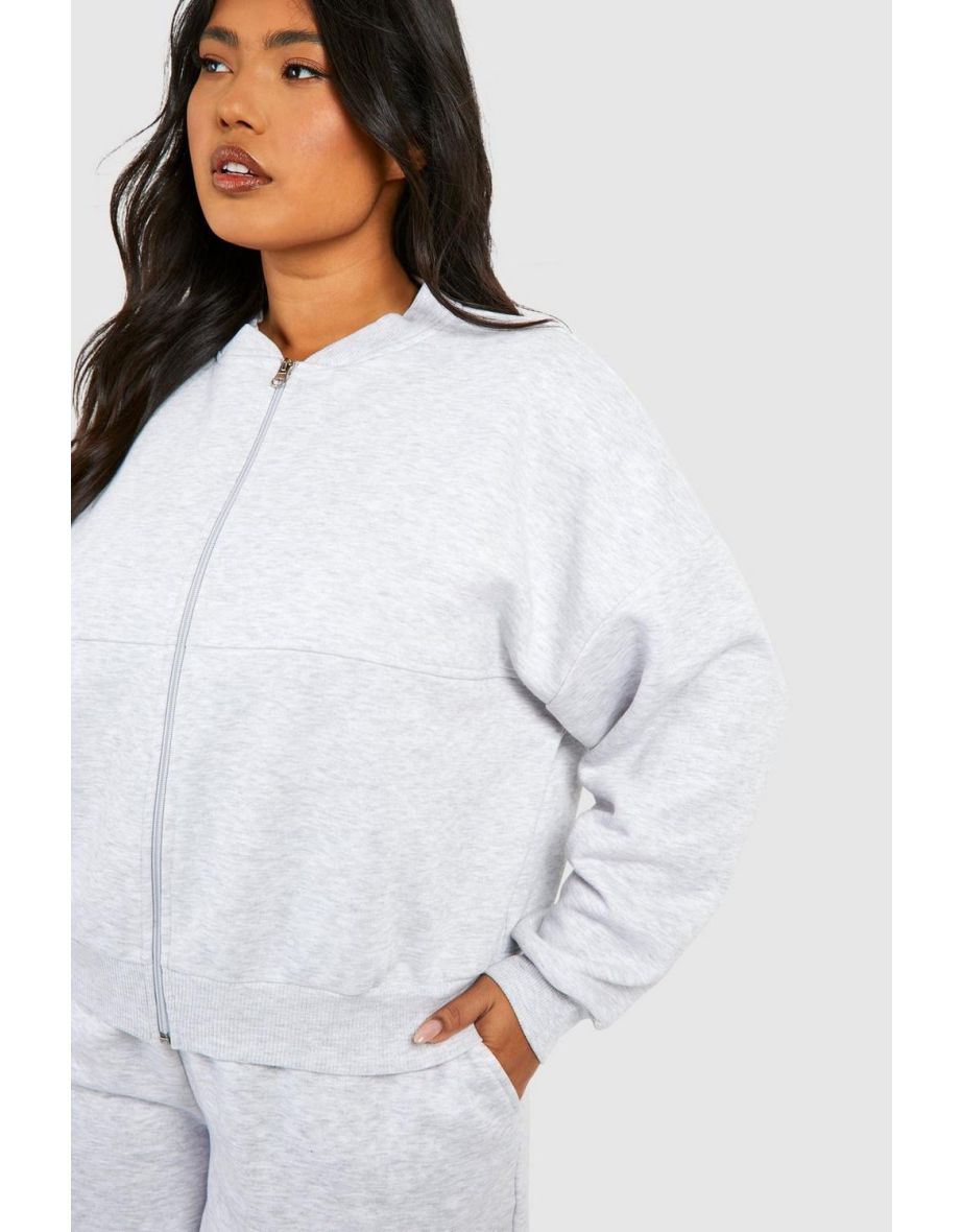 Plus Oversized Bomber Short Tracksuit - ash grey - 3