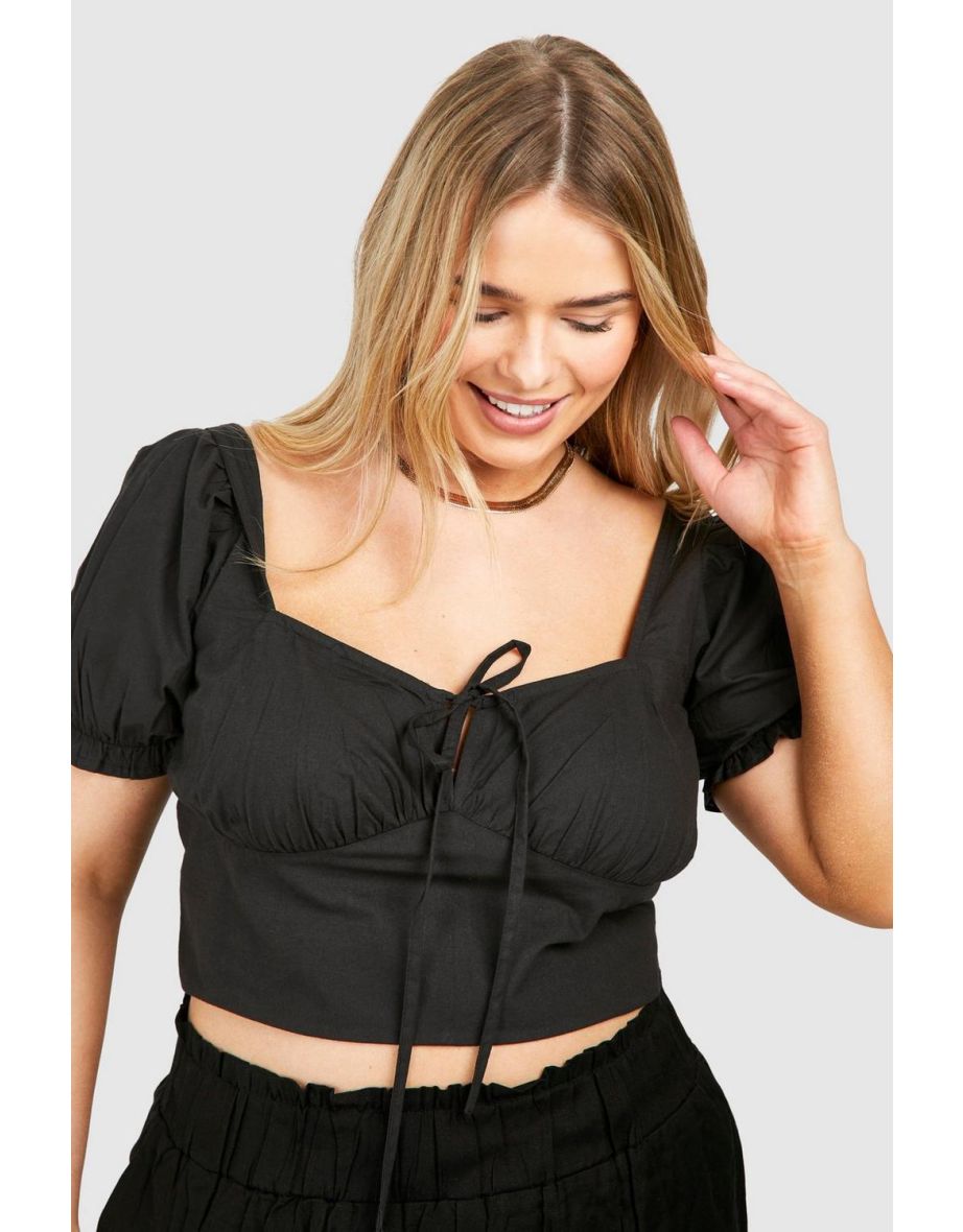 Plus Puff Sleeve Milkmaid Top - 3