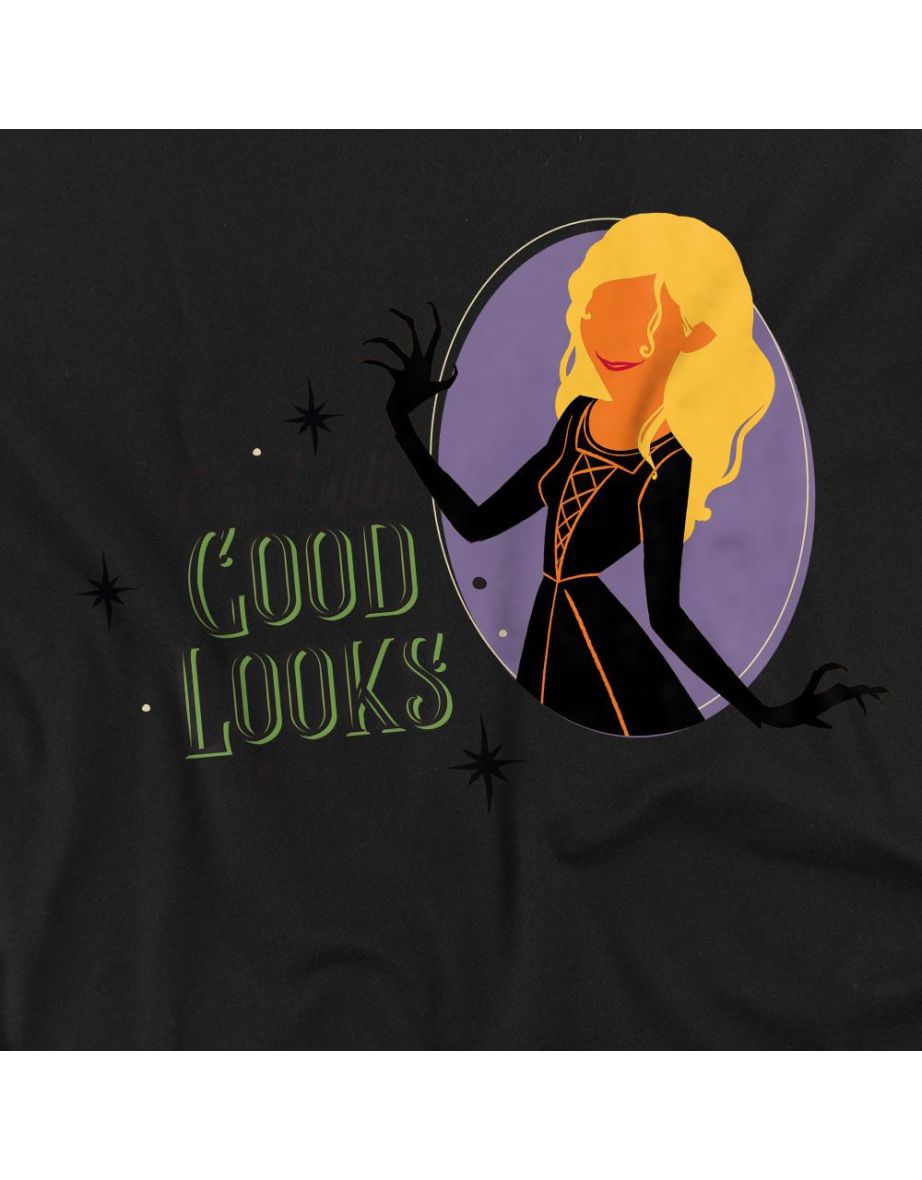 Hocus Pocus  Adult Sarah Is Cursed With Good Looks T-Shirt - Black - 2