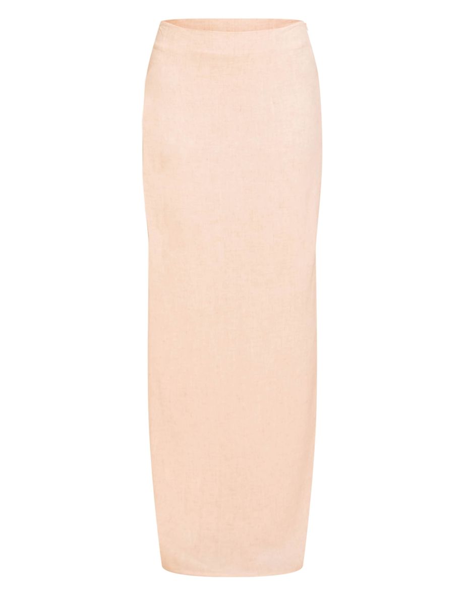 Natural Textured Floaty Mid Rise Maxi Skirt - 4