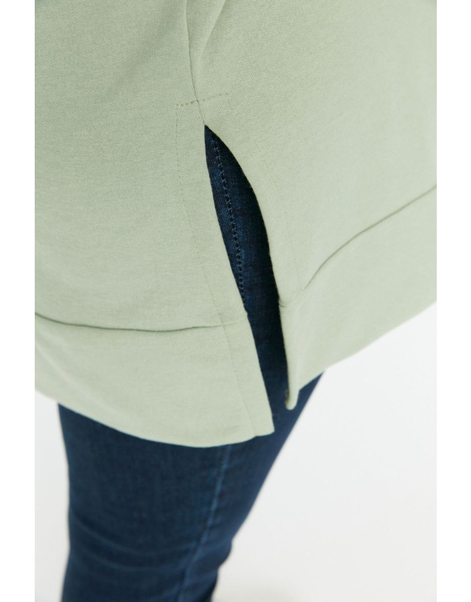 Mint Slit Detailed Thin Knitted Sweatshirt - 7