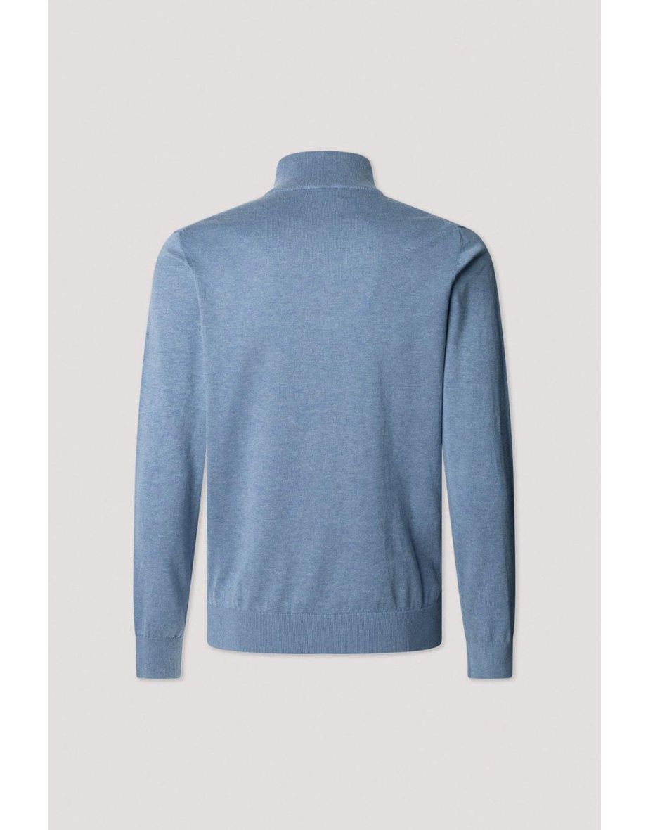 Cotton Silk Hzip Jumper Light Blue - 3