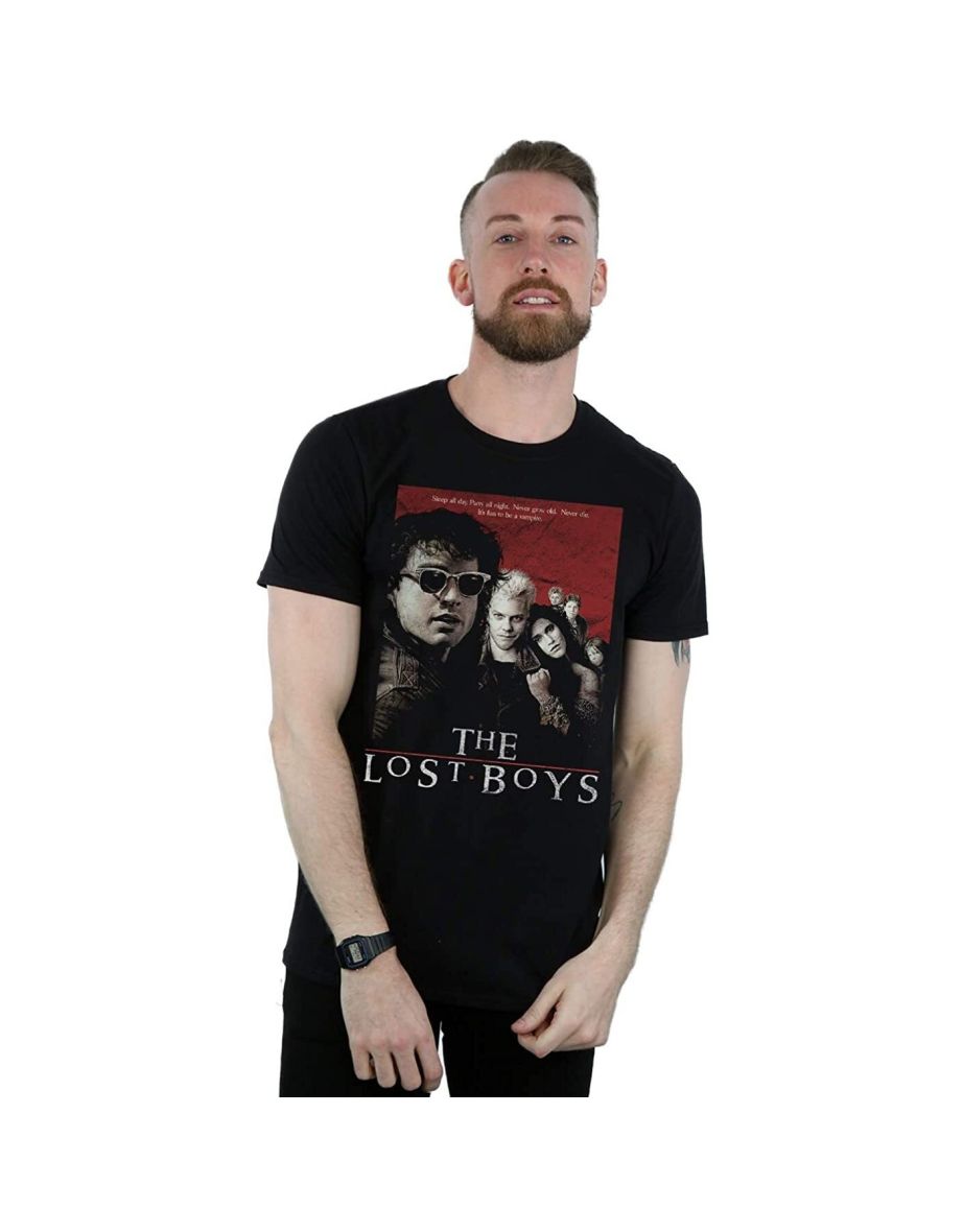 The Lost Boys Unisex Adult Distressed Poster T-Shirt - Black/Red