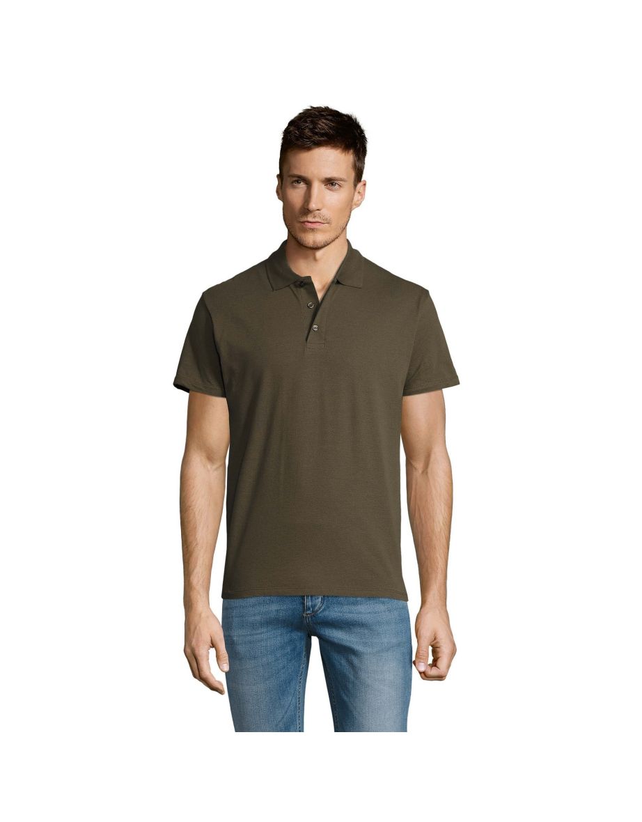 SOLS Mens Summer II Pique Short Sleeve Polo Shirt - Army - 3