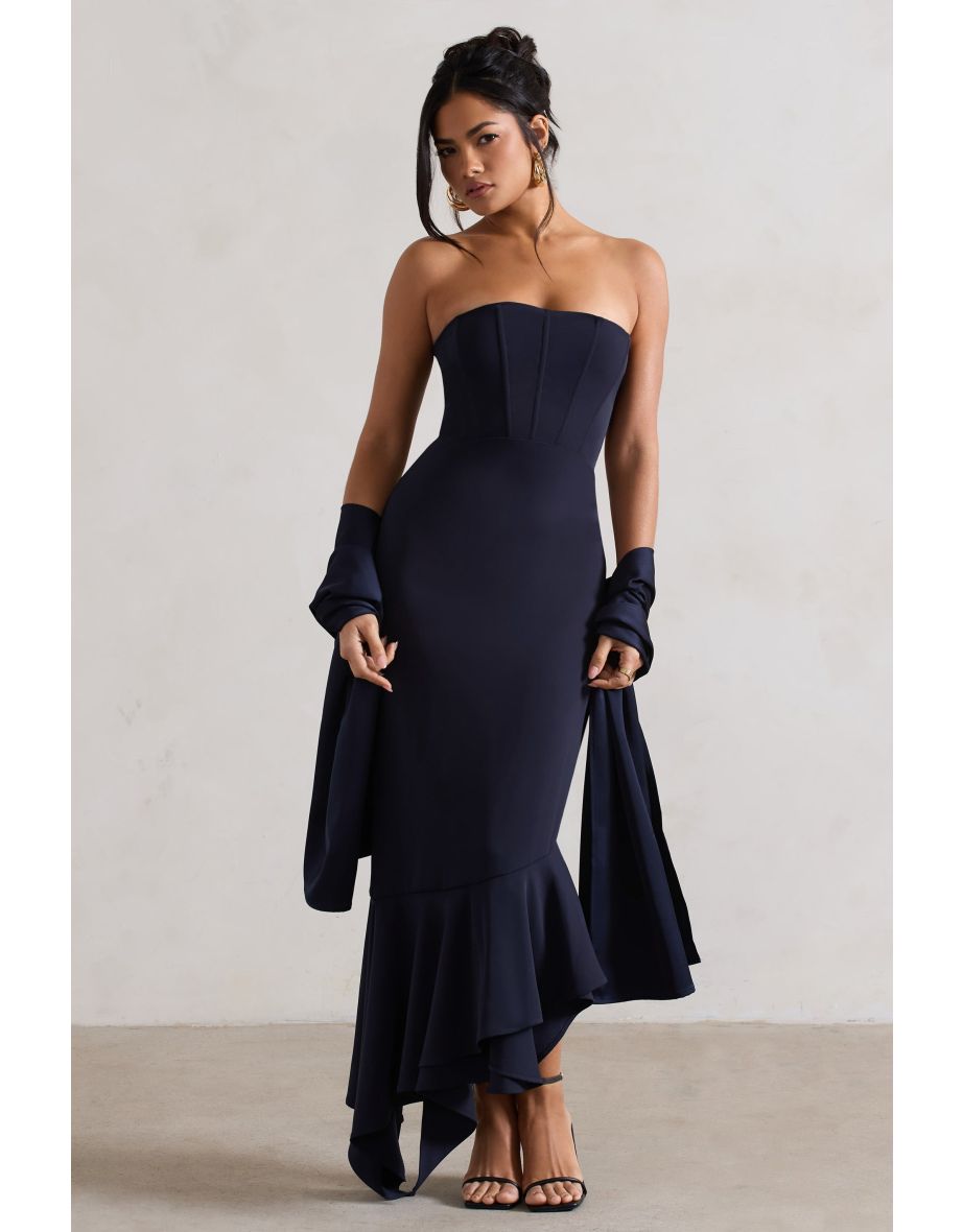 Lush | Navy Satin Shawl - 3