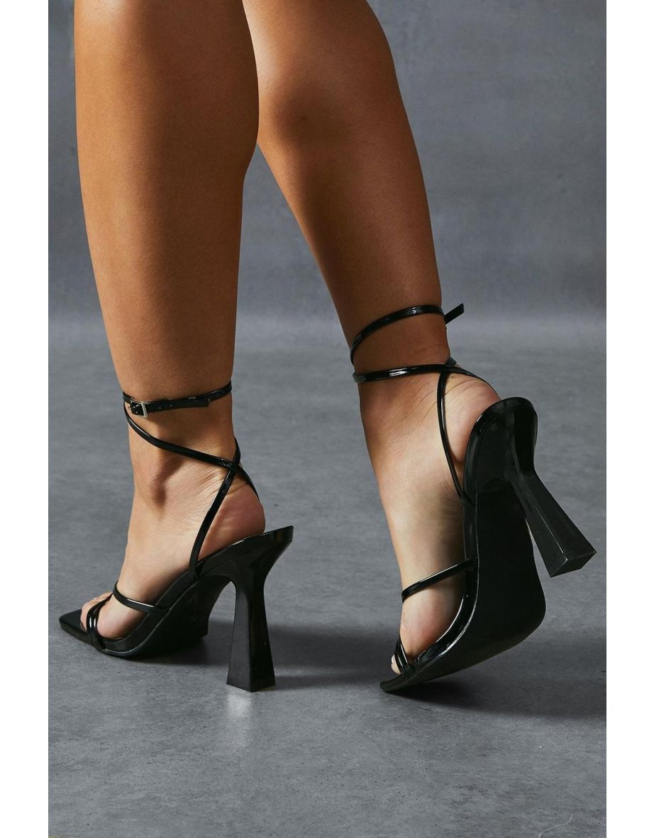 Leather Look Strappy Cuban Heels - 3