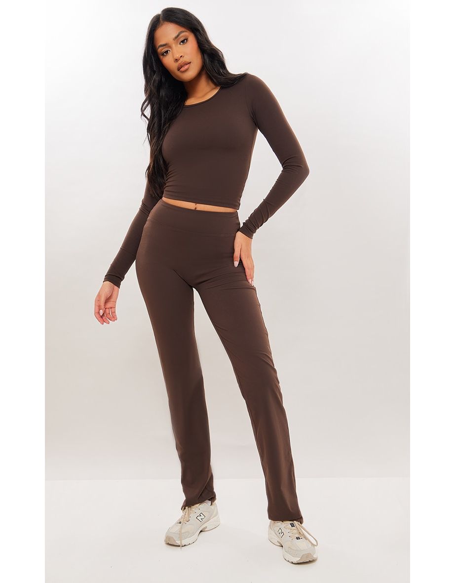 Tall Coffee Contour Sculpt Flare Trousers