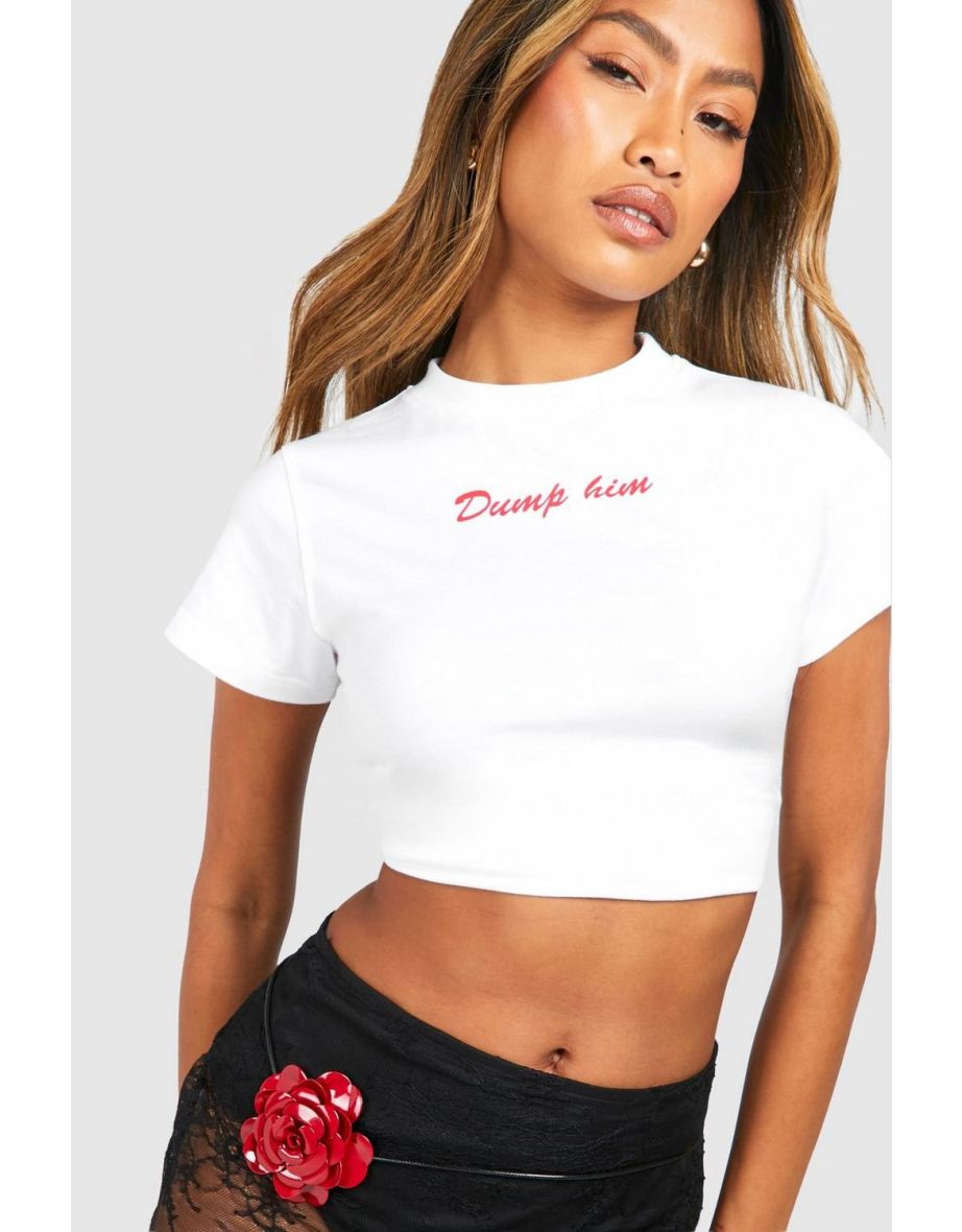 Dump Him Baby Tee - white