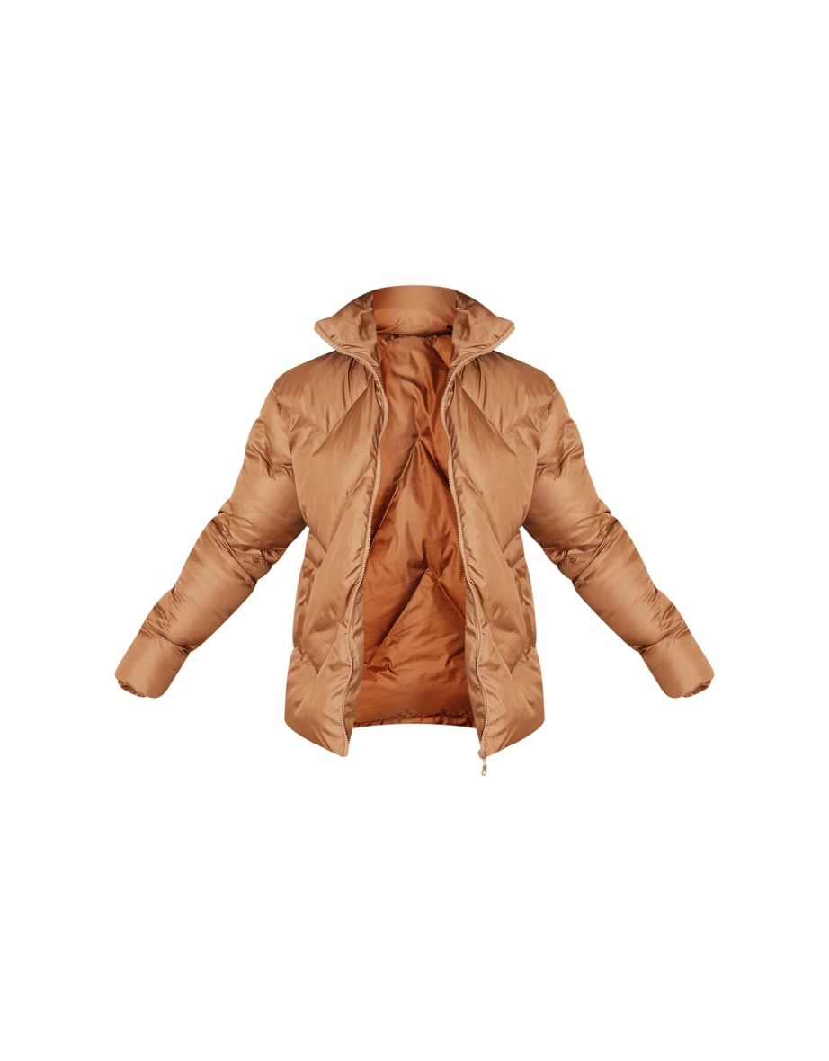 Tall Mocha Diamond Quilted Puffer - 4