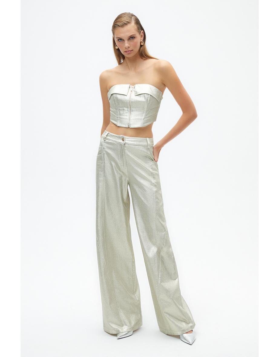 Metallic Look Crop Top