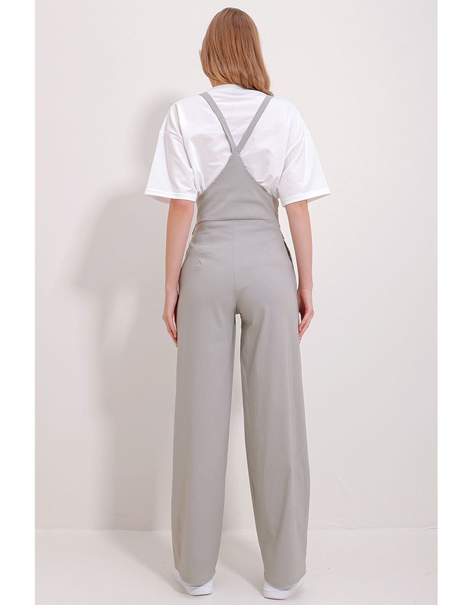 Women's Stone Double Pocket Strap Lycra Overalls Jumpsuit - 5