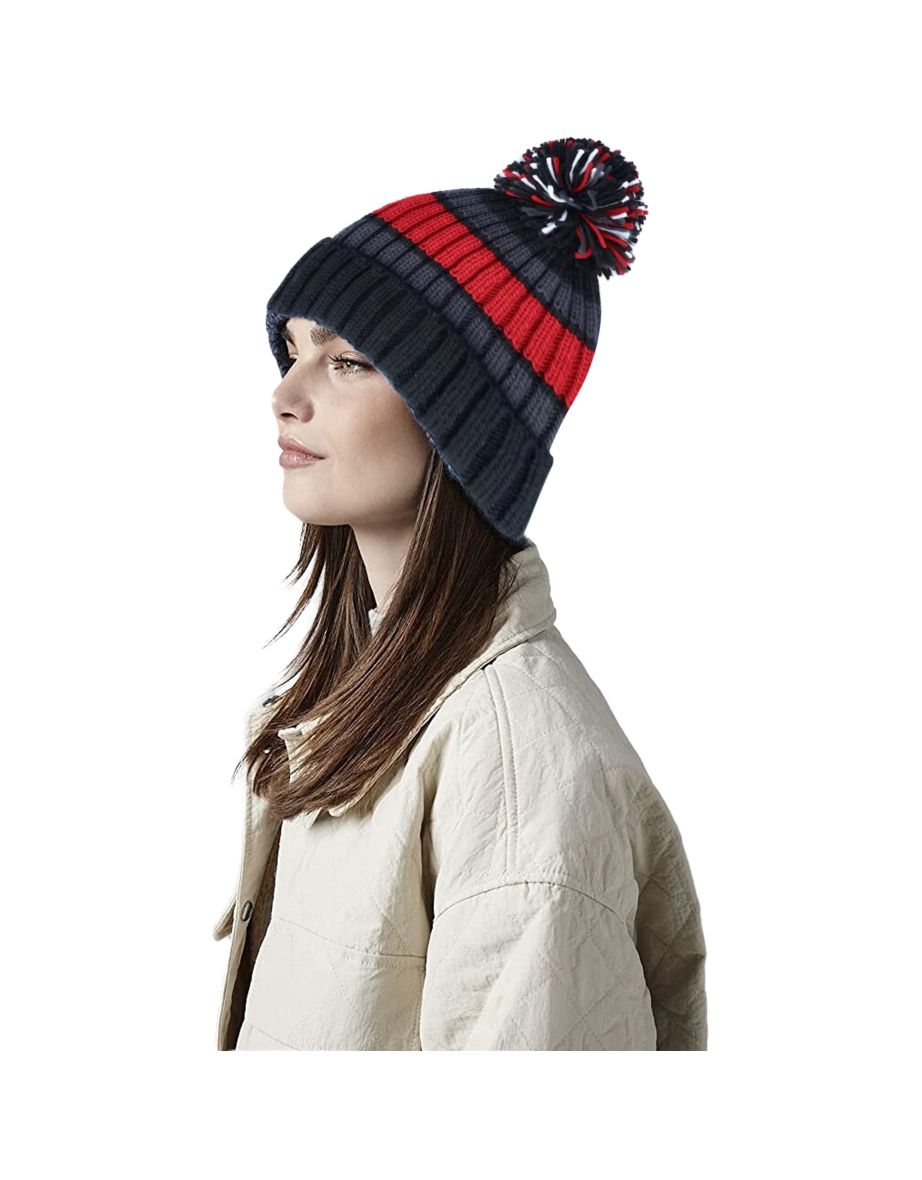 Beechfield Hygge Striped Beanie - Black Cherry - 3