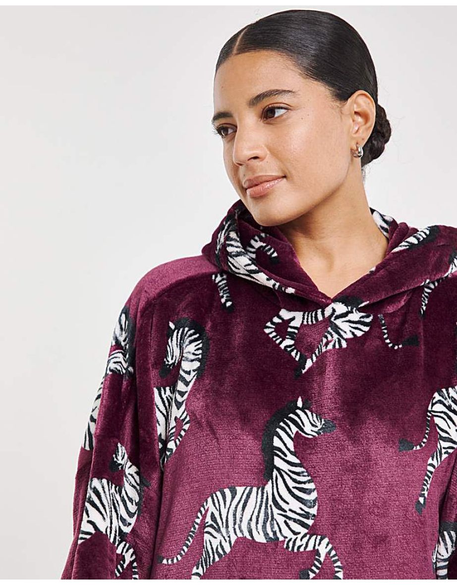 Zebra Print Hooded Lounge Dress - 3