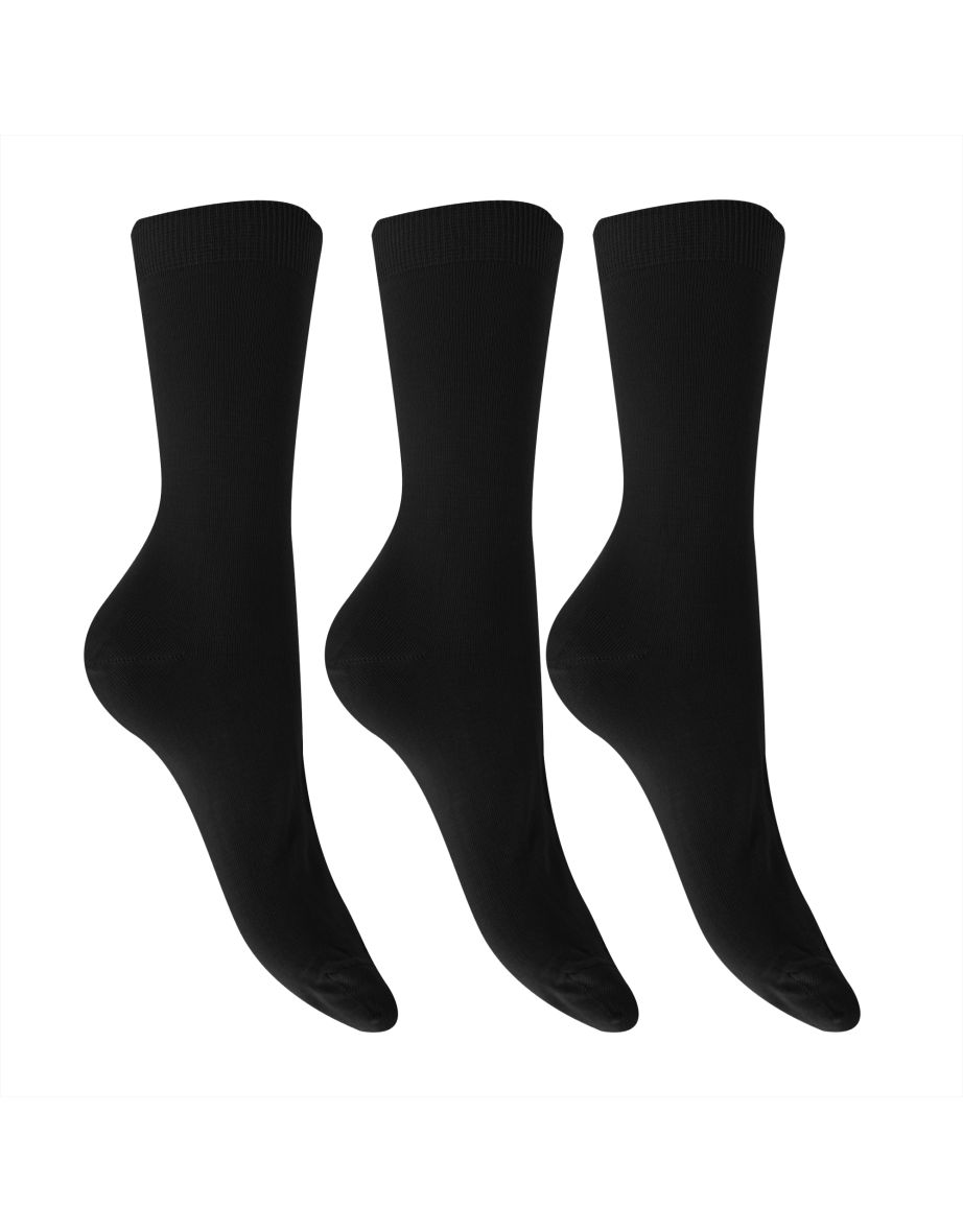 Womens/Ladies Extra Fine Silk Touch Bamboo Socks (3 Pairs) - Black