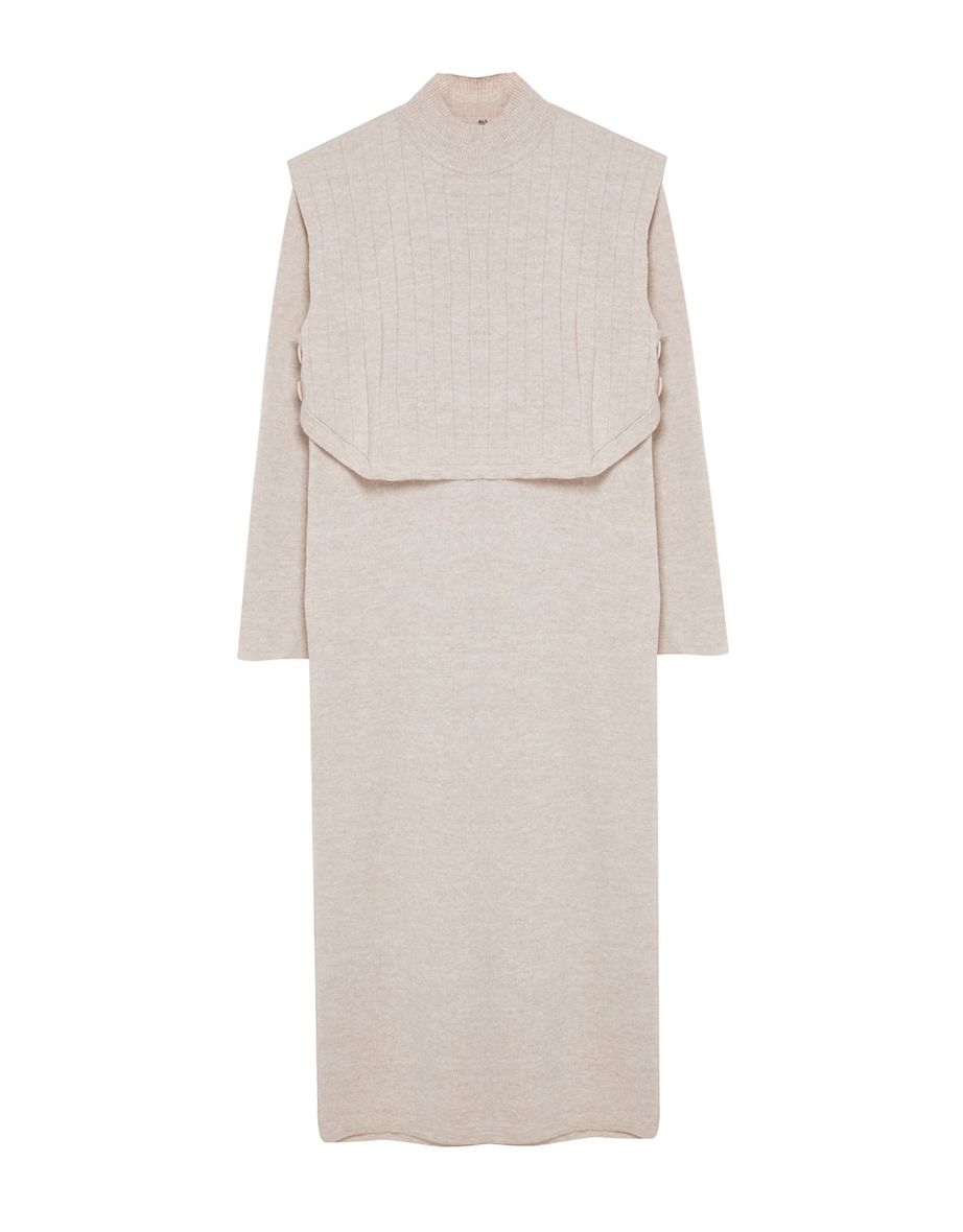 Ecru Knitwear Sweater Dress Suit - 8