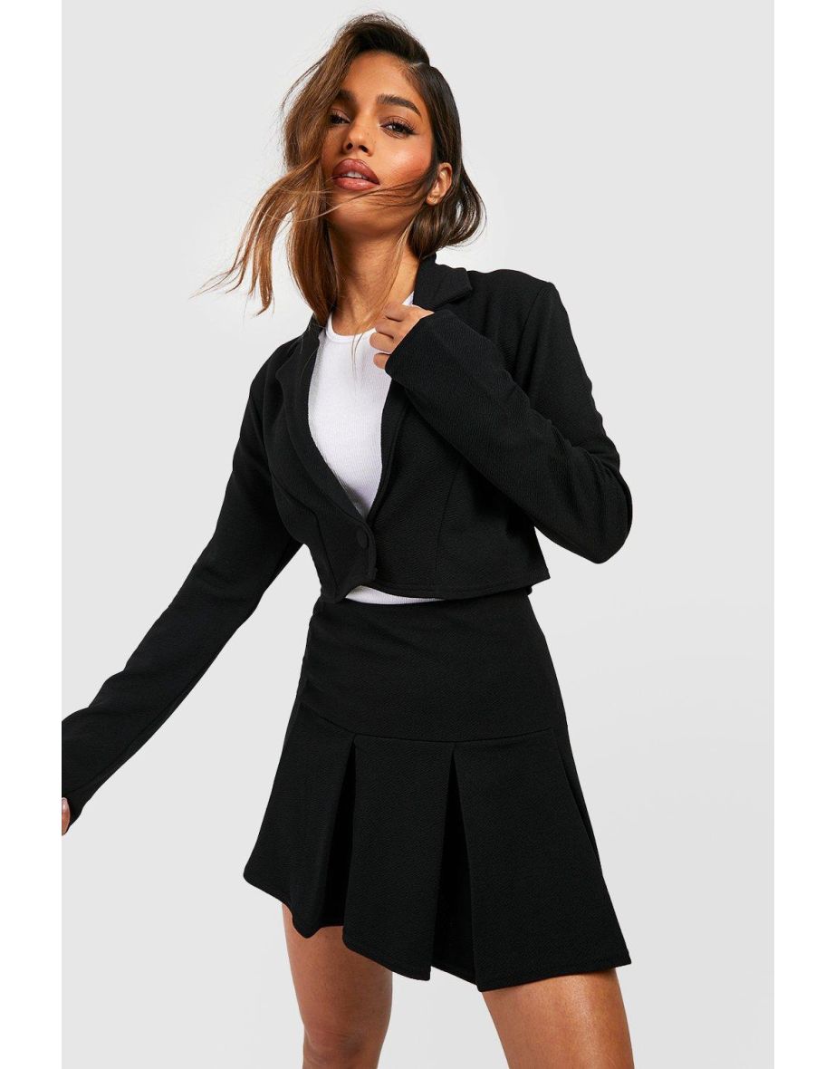 Basic Jersey Pleated Mini Skirt - black - 3