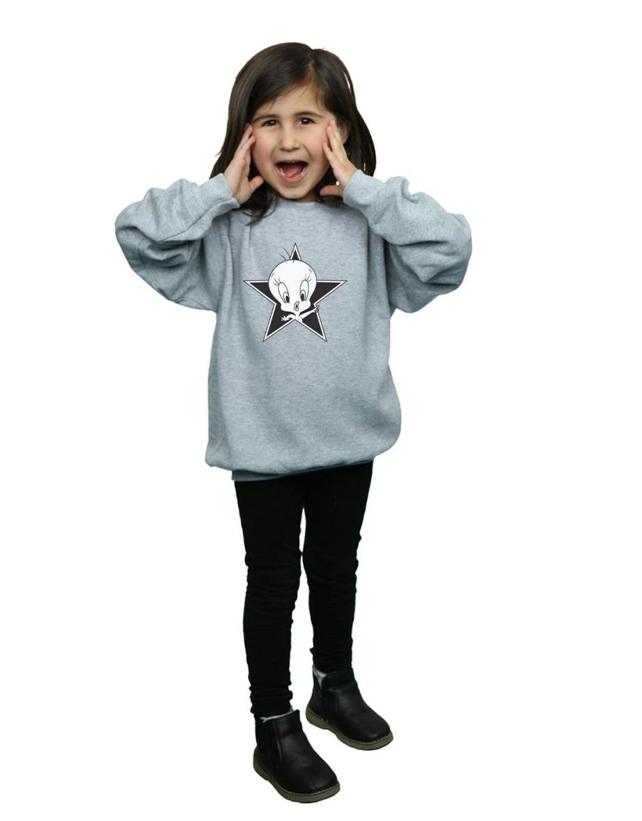 Looney Tunes Girls Tweety Pie Mono Star Sweatshirt - Sports Grey - 3
