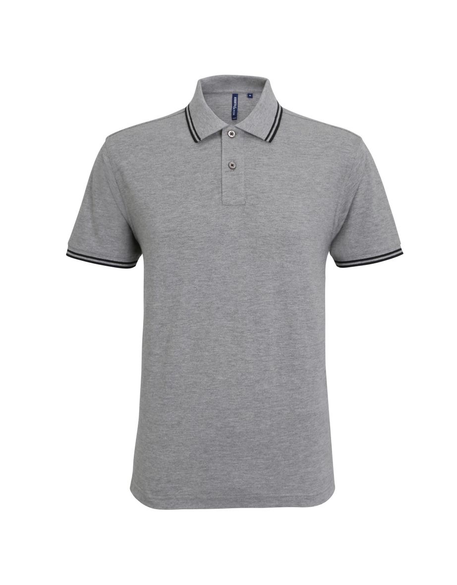 Asquith & Fox Mens Classic Fit Tipped Polo Shirt - Heather Grey/Black