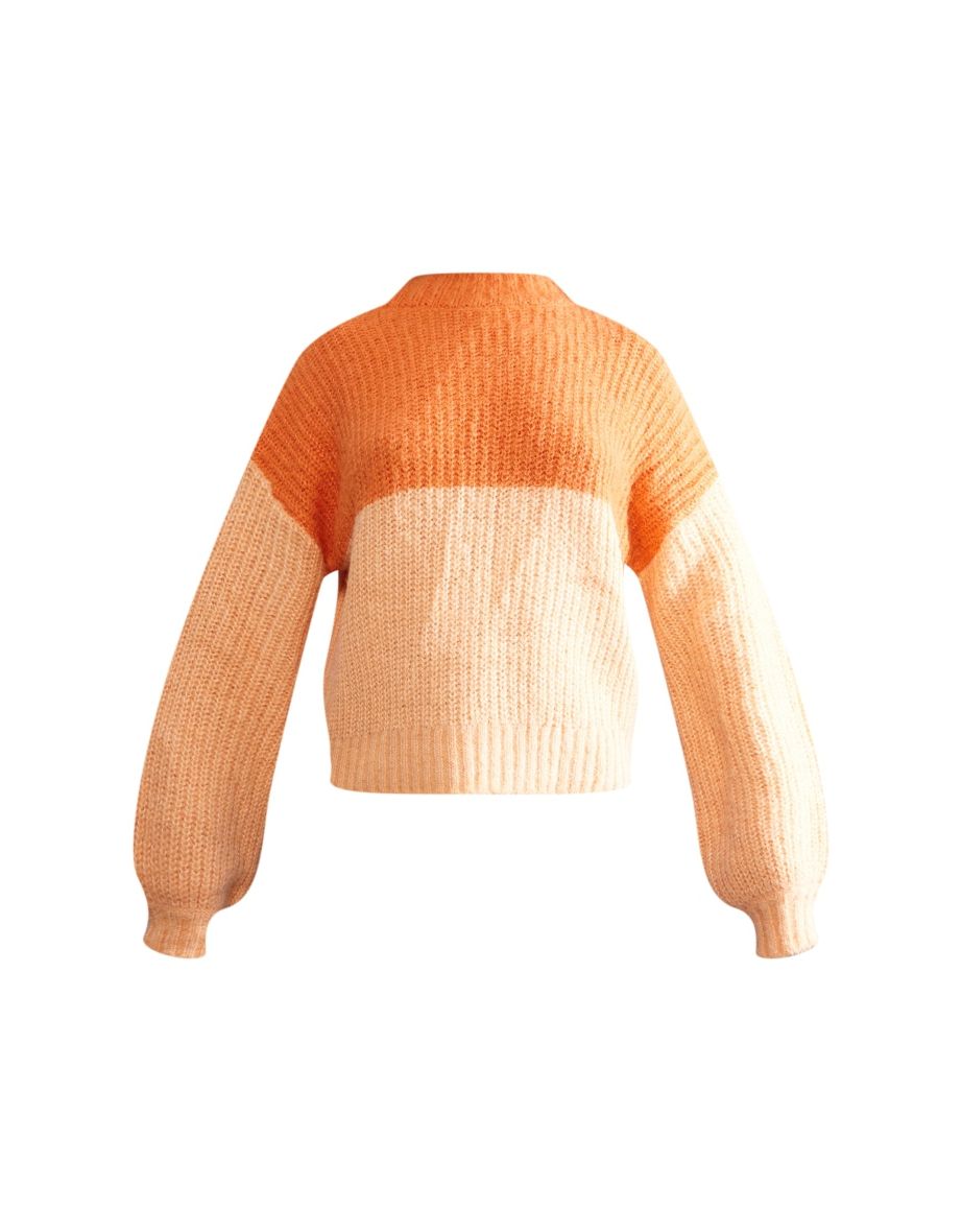 Orange Colour Block Brushed Knit Oversized Jumper - 4