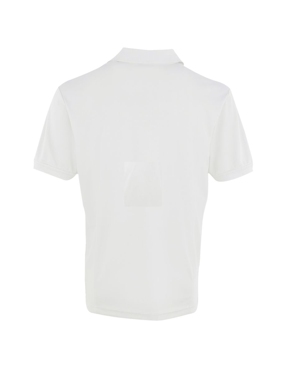 Premier Mens Coolchecker Pique Short Sleeve Polo T-Shirt - White - 1