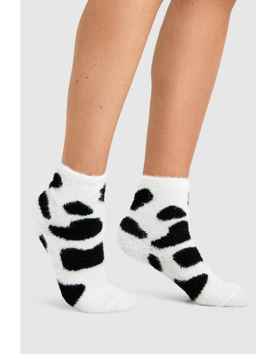 Cow Print Fluffy Socks