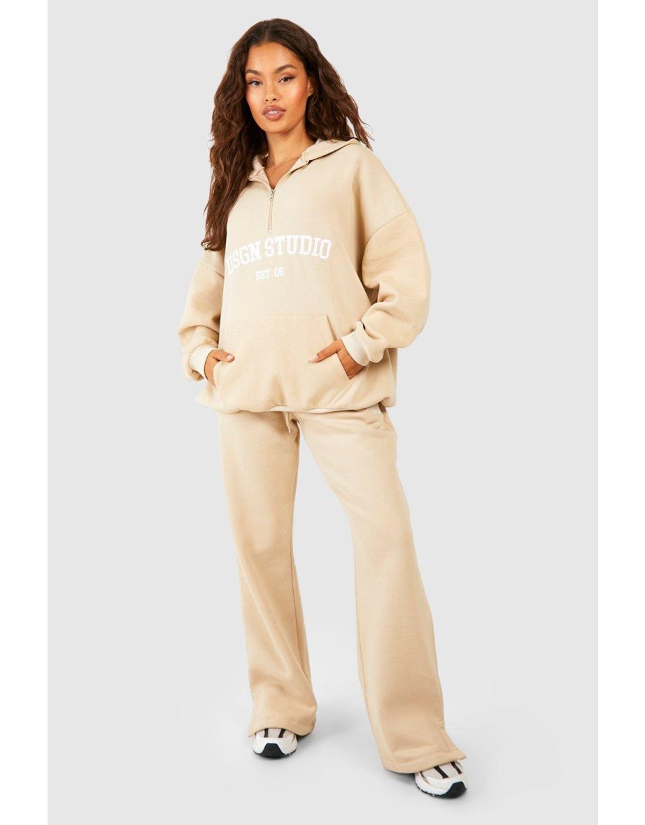 Dsgn Studio Half Zip Hoodie Straight Leg Tracksuit - stone