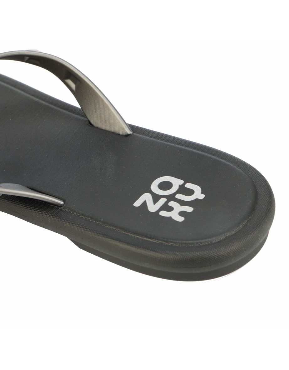 Women's Zaxy Pop Stud Thong Flip Flops in Black - 5