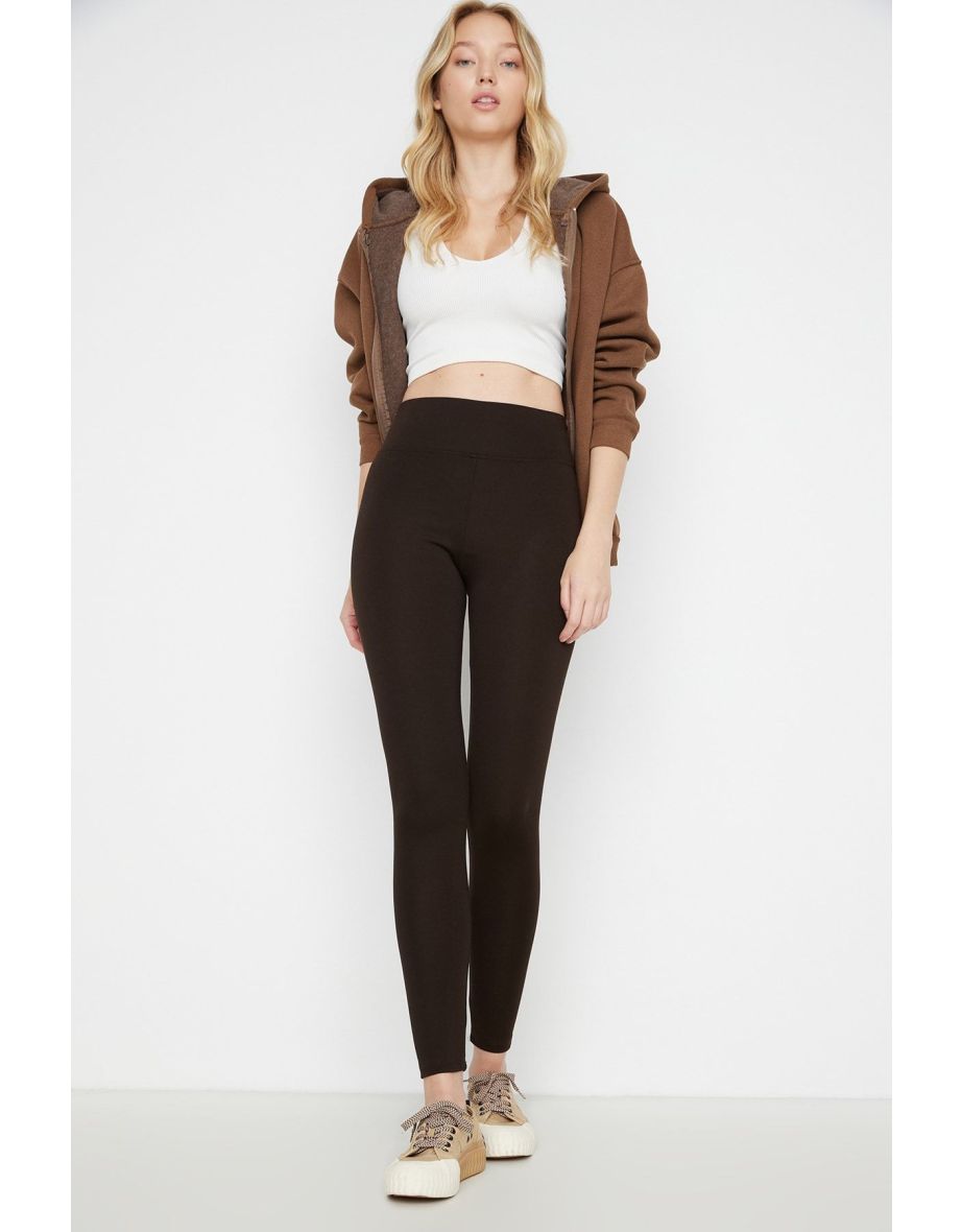 Leggings - Brown - High Waist