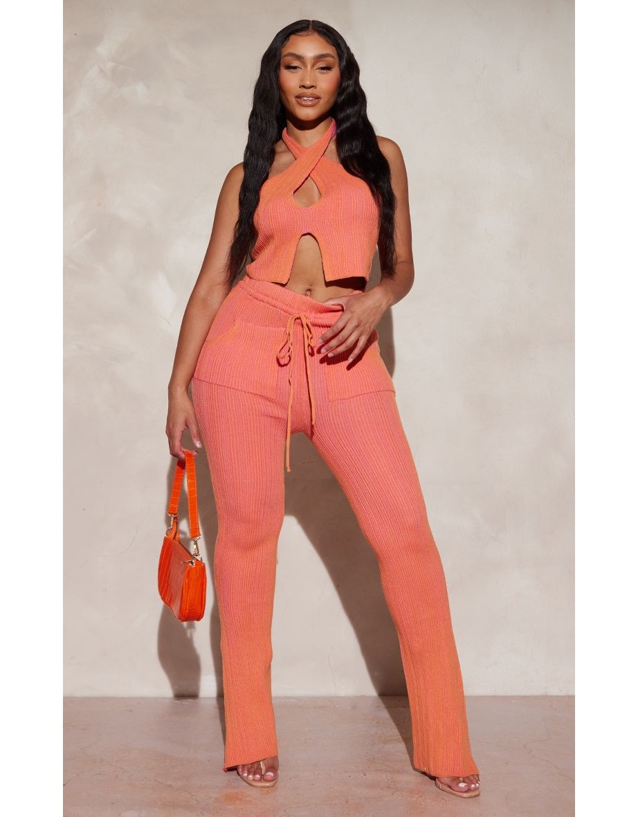 Shape Pink Knit Contrast Drawstring Flares