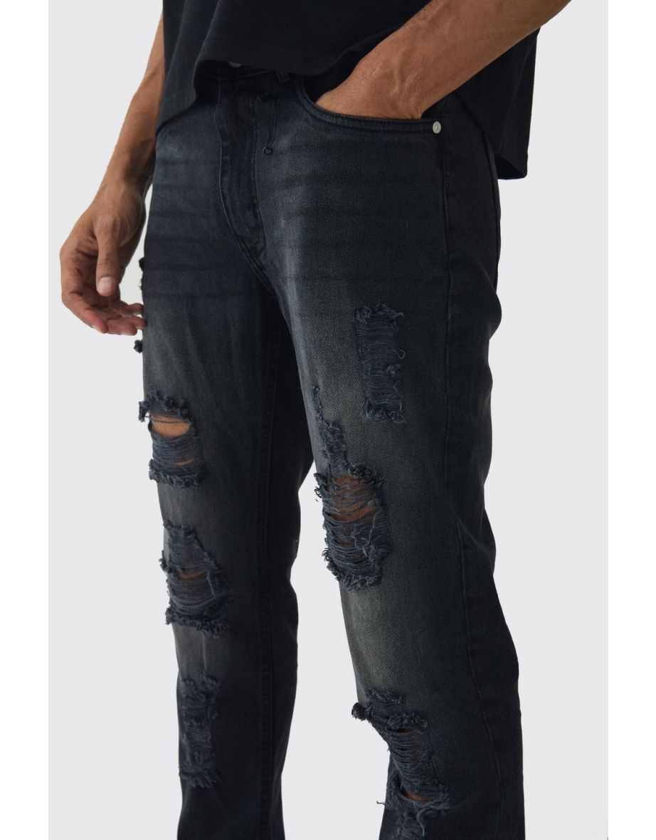 Slim Fit Ripped Jeans - washed black - 2