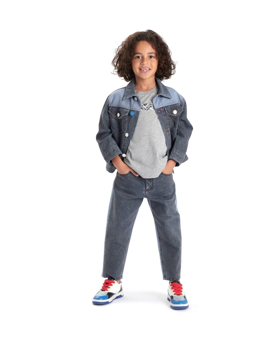 Boys Zigzag Logo T-Shirt in Grey
