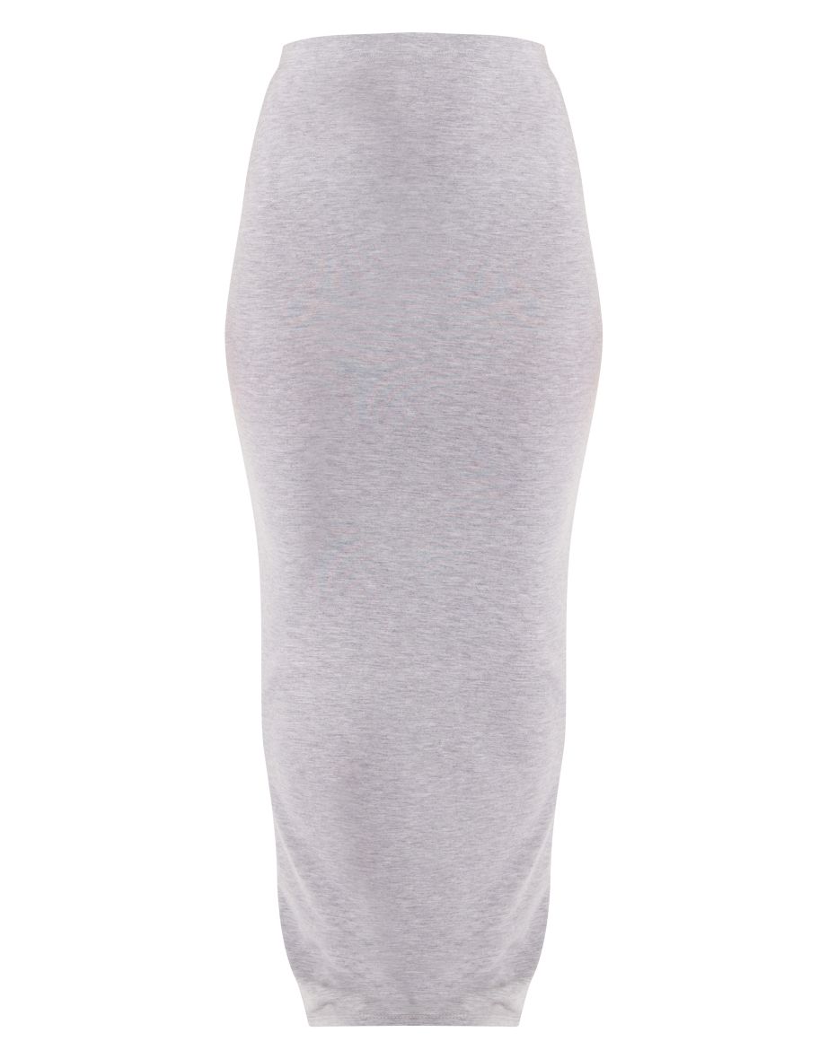 Ash Grey Jersey Low Rise Maxi Skirt - 4